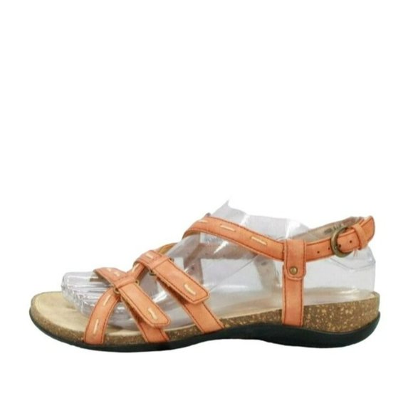 Clarks Shoes - Clarks Orange Leather Open Toe Ankle Strap Casual Sandals Size 6.5 M